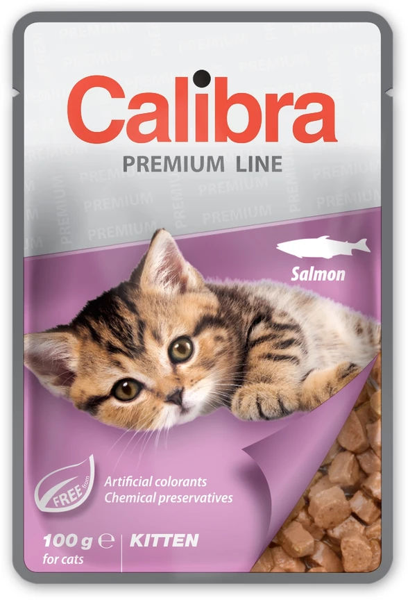 Kačių Maistas - CALIBRA Premium Kačiukams Lašiša Šlapias 100g Be Glitimo Be Grūdų