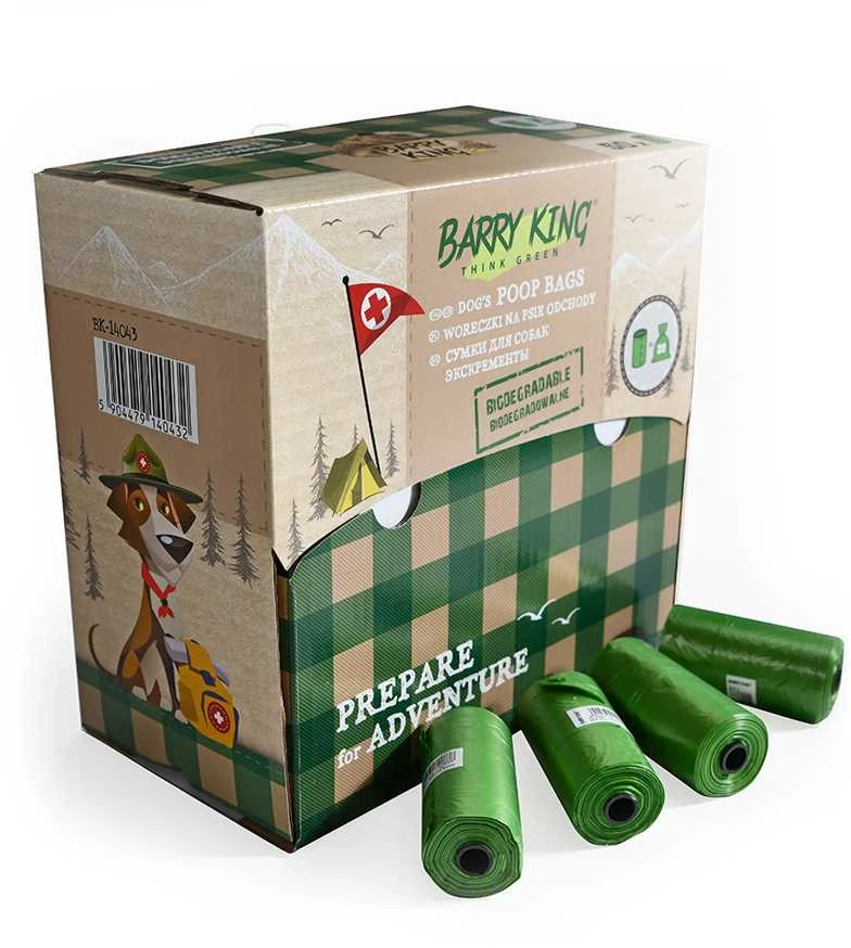 Barry King šunų išmatų maišai, 50 ritinėlių x 20 vnt, žalia