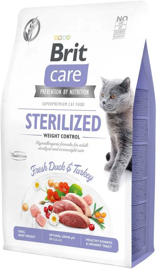 BRIT Care Sterilizuotas svorio reguliavimas begrūdis - sausas kačių maistas - 2kg | Tiekimas