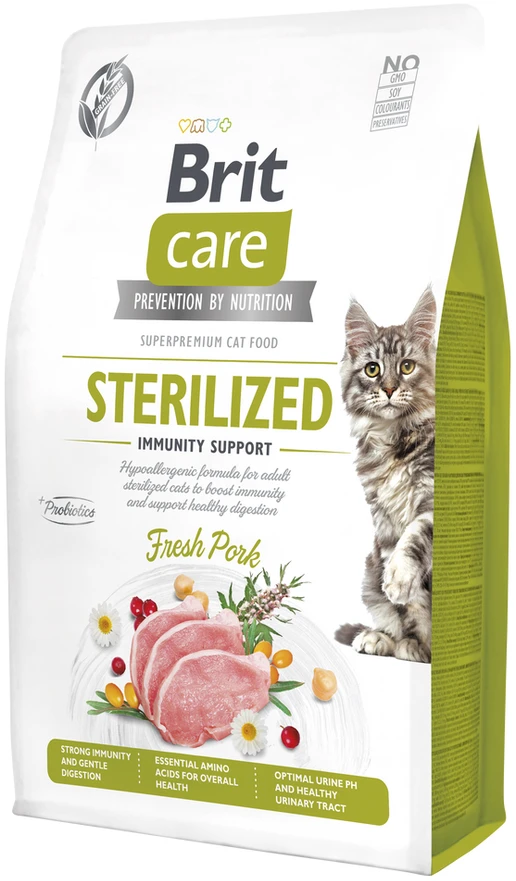 Brit Care Cat GF sterilizuotų kačių imunitetui stiprinti (šviežios kiaulienos) 2kg
