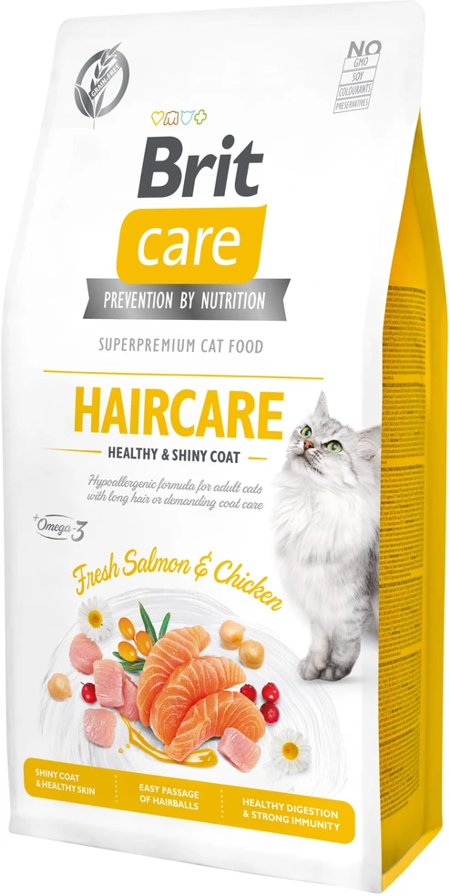 Brit Care Cat GF Haircare Healthy&Shiny Coat (lašiša&vištiena) 7kg