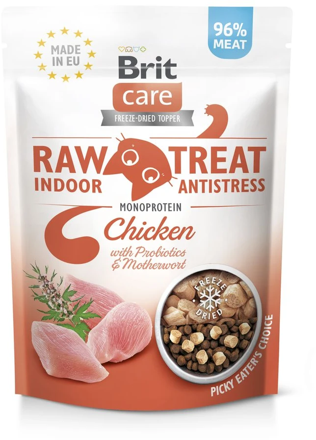 Kačių Skanėstai - Brit Care Raw Treat Indoor & Antistress, Vištiena 40g