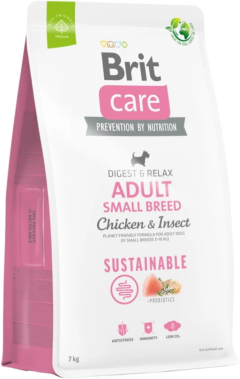 Brit Care Sustainable Adult Small Breed vištiena&Insect sausas Maistas šunims, 7kg