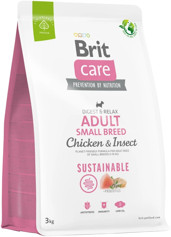 Brit Care Sustainable Adult Small Breed vištiena&Insect sausas Maistas šunims, 3kg