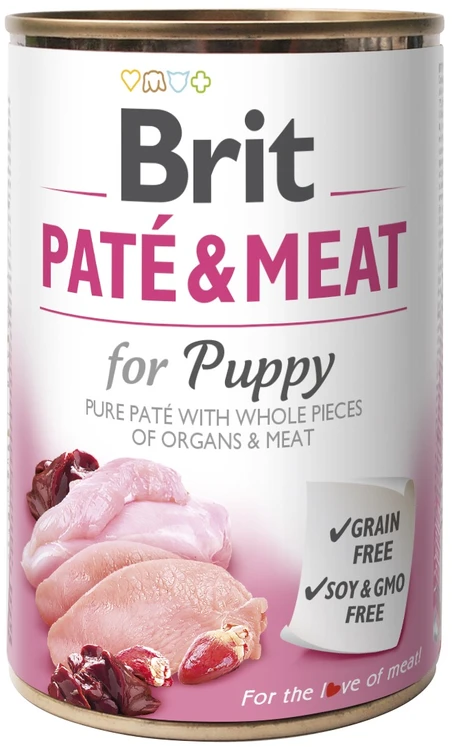 BRIT CARE Dog su vištiena ir kalakutiena Pate&Meat for Puppy 400g