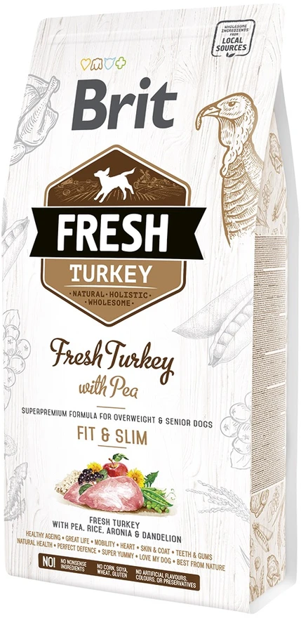 Brit Fresh Dog su kalakutiena ir žirniais Light Fit&Slim 2,5kg
