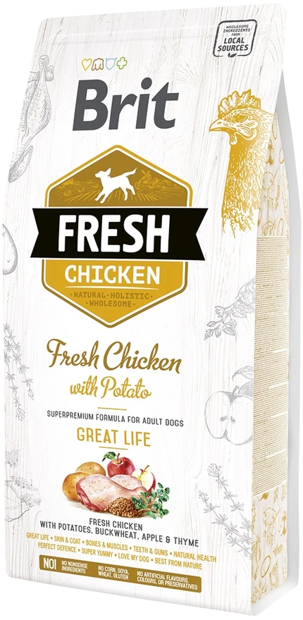 Brit Fresh Dog su vištiena ir bulvėmis Adult 2,5kg