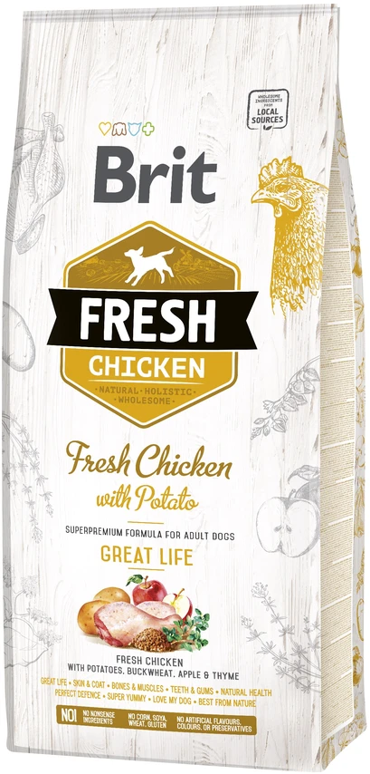 Brit Fresh Dog su vištiena ir bulvėmis Adult 12kg