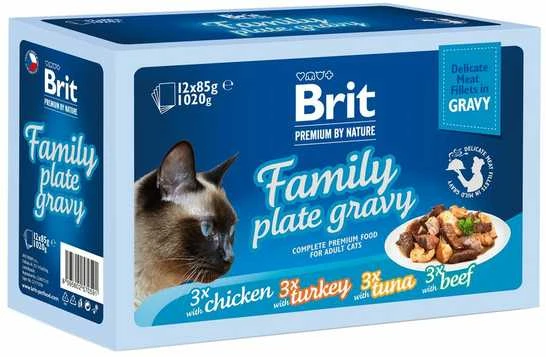 Vafo Praha Sro BRIT Premium šeimos lėkštinis skonių mišinys padaže - šlapias katėms skirtas maistas - 12 x 85 g