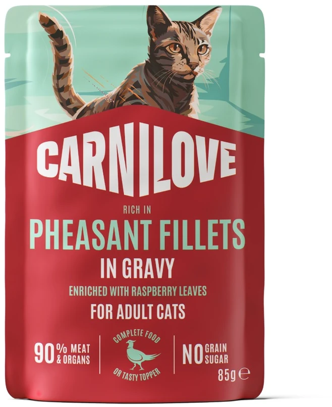 Vafo Praha Sro Carnilove fazanas Gravy with Raspberry Leaves drėgnas pašaras katėms 85g