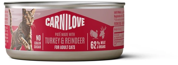 Vafo Praha Sro Carni Love Carnilove Carnilove konservuoti kačių produktai kalakutienai ir elniams, 100 g