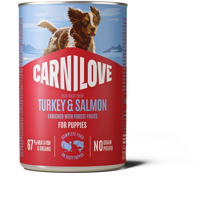Carni Love Carnilove Dog Can Pat Puppies Konservai šuniukams psów kalakutiena i lašiša su czarną porzeczką 400g