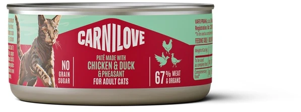 Vafo Praha Sro Carni Love Carnilove Carnilove Cat Can Konservai dla kotów Kurczak, kaczka i bażant 100 g