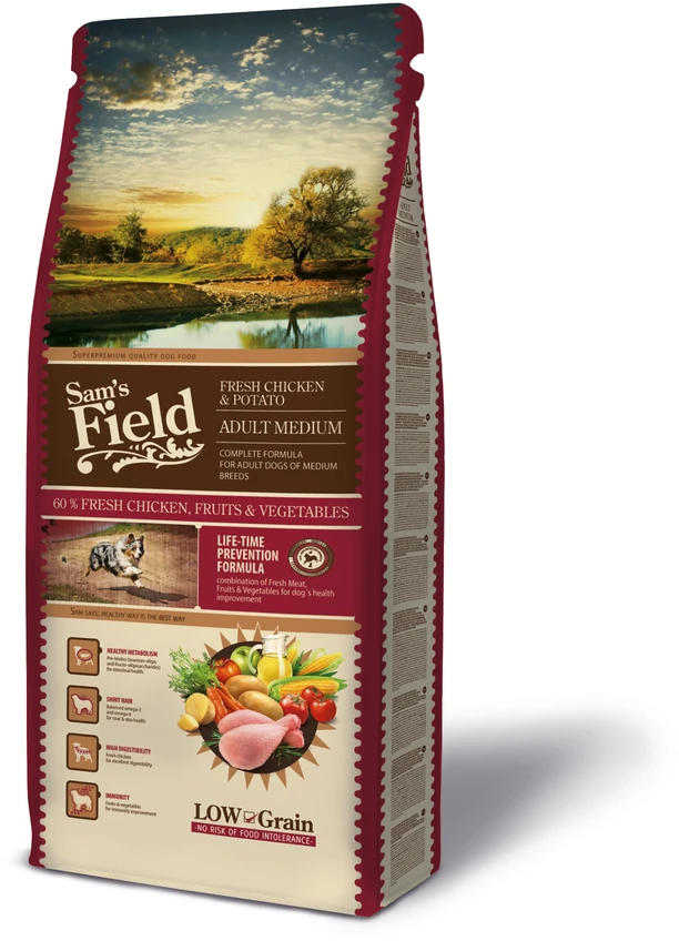 Vafo Praha Sro Sam´s Field Dog Fresh su vištiena ir bulvėmis ADULT MEDIUM 2,5kg