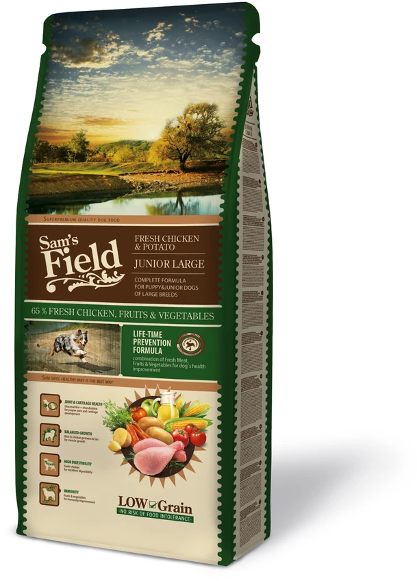 Vafo Praha Sro Sam´s Field Dog Fresh su vištiena ir bulvėmis JUNIOR LARGE 2,5kg