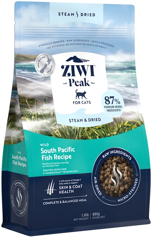 Ziwi Peak Steam&Dried Cat Wild South Pacific Fish sausas maistas katėms, 800 g