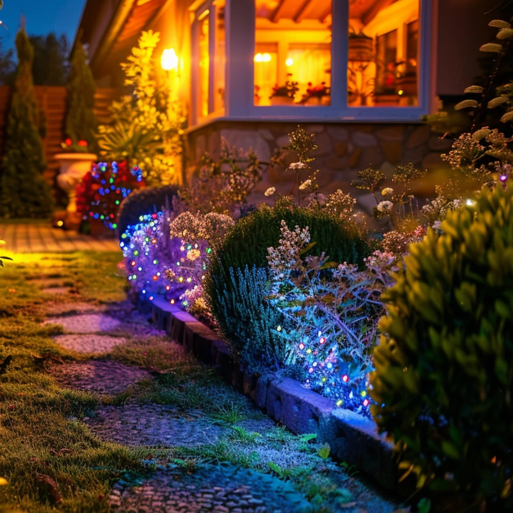 0,12W LED girlianda su saulės baterija SOLAR, juoda, RGB, IP44