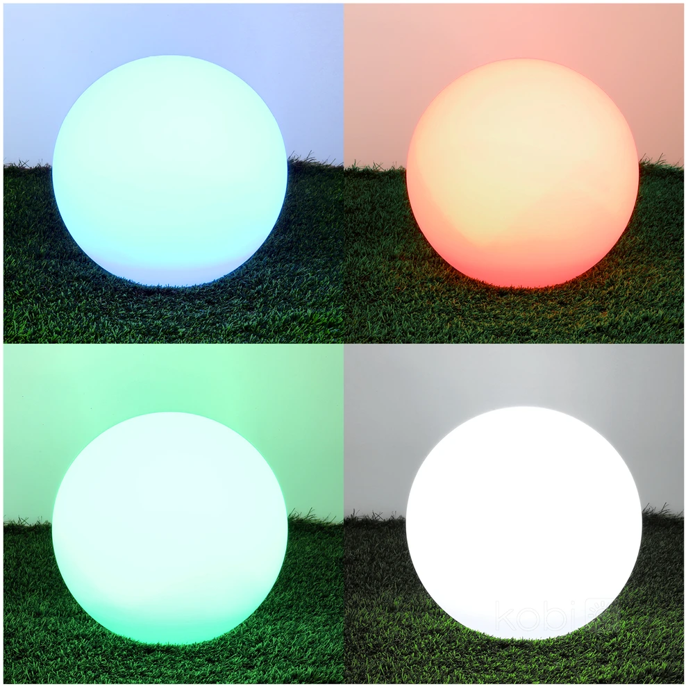 0,2W LED įsmeigiamas šviestuvas su saulės baterija GARDEN BALL, baltas, RGB, IP65