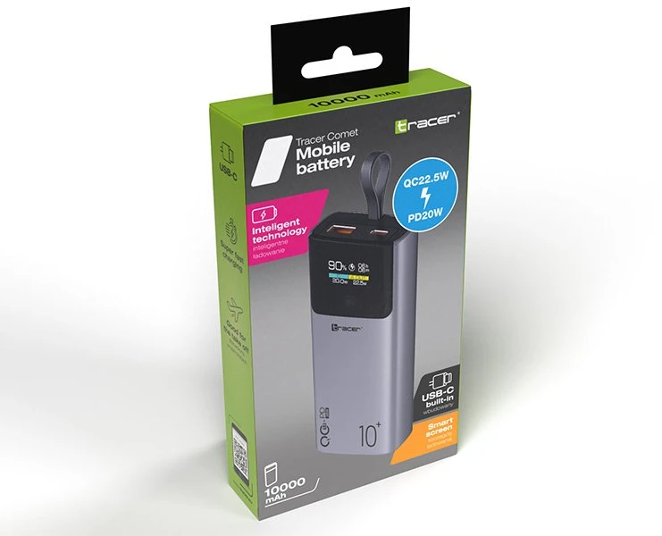 Tracer Comet 10000 mAh ekranas PD+QC