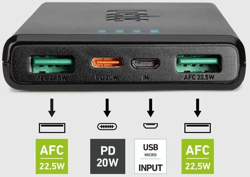Išorinė baterija SBS TTBB10000FASTPD20K 10000 mAh 20W su maitinimo šaltiniu – juodas