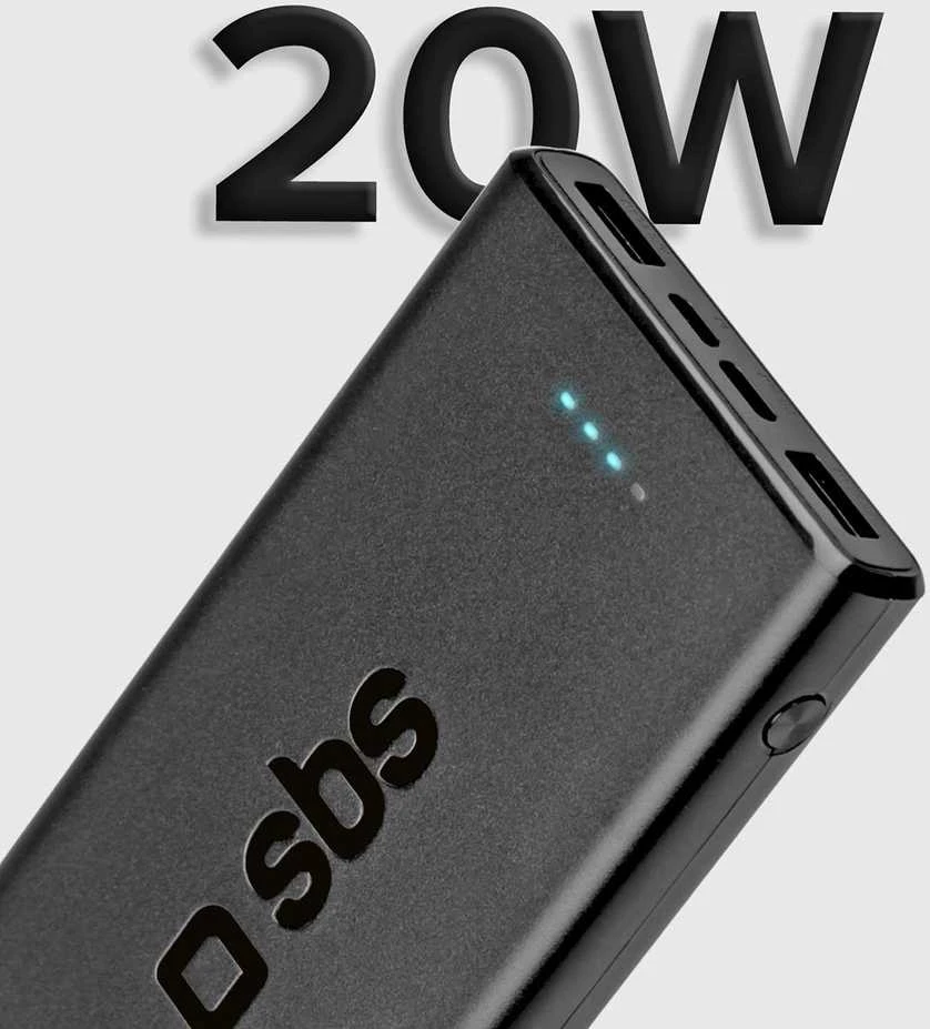 Išorinė baterija SBS TTBB10000FASTPD20K 10000 mAh 20W su maitinimo šaltiniu – juodas
