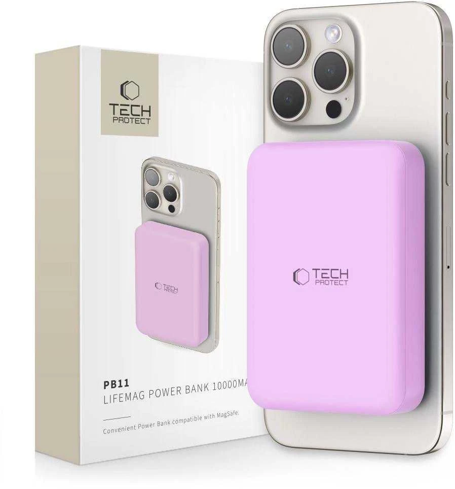 Tech-Protect LifeMag MagSafe PB11 10000mAh Power Bank – rožinės spalvos