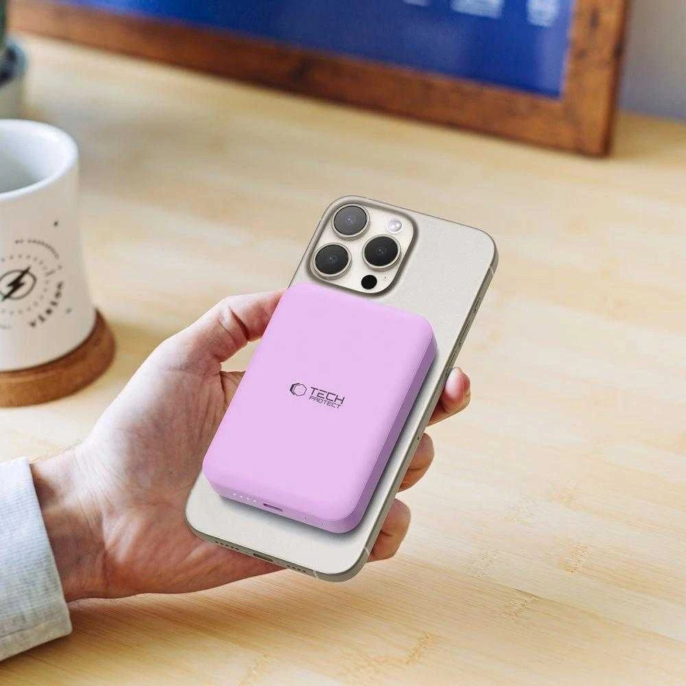 Tech-Protect LifeMag MagSafe PB11 10000mAh Power Bank – rožinės spalvos