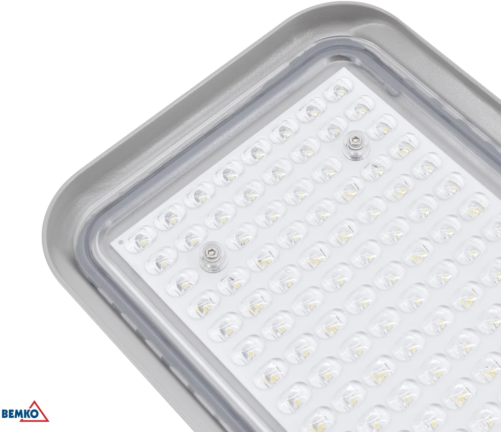 Bemko 100W LED gatvės šviestuvas su šviesos jutikliu JAZMIN, šviesiai pilkas, 4000K, IP65, 140°x70°