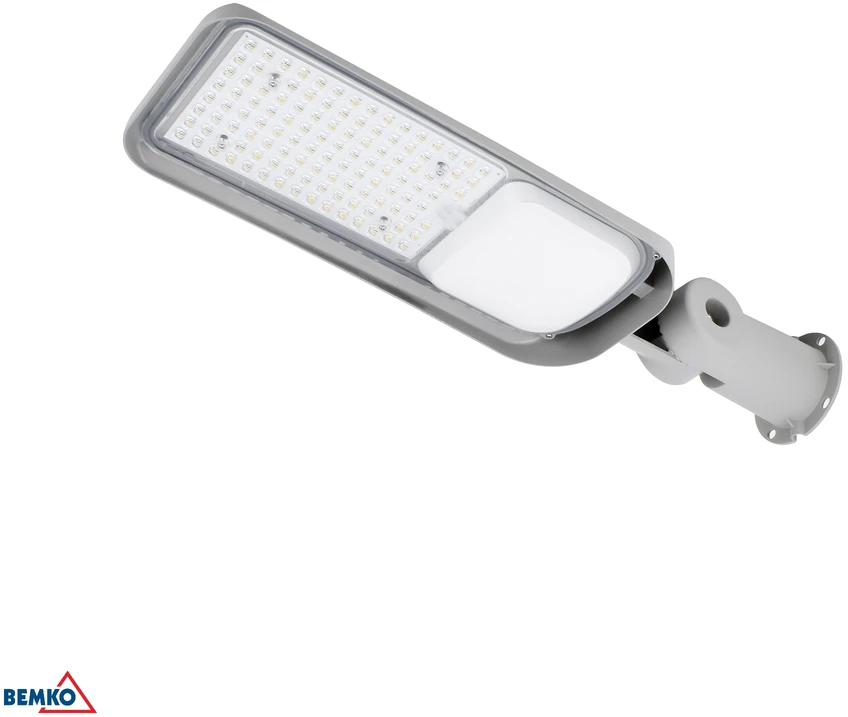Bemko 100W LED gatvės šviestuvas su šviesos jutikliu JAZMIN, šviesiai pilkas, 4000K, IP65, 140°x70°