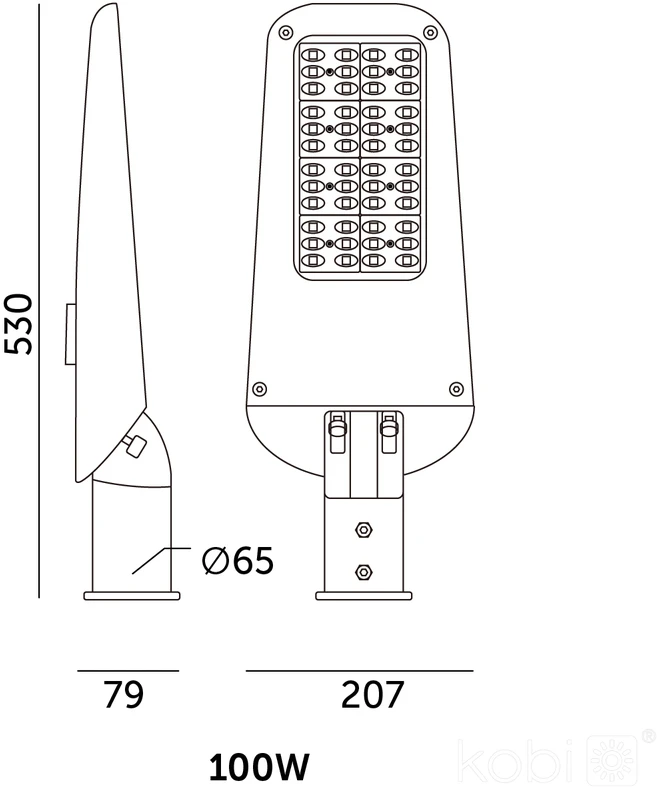 100W LED gatvės šviestuvas ULTIMATE STREET, pilkas, 4000K, IP66, dimeriuojamas