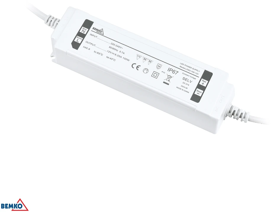 Bemko 100W LED maitinimo šaltinis, 12V, IP67
