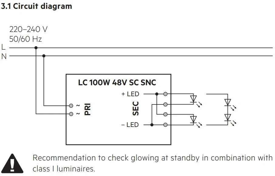 100W LED maitinimo šaltinis TRIDONIC, 48V, PWM