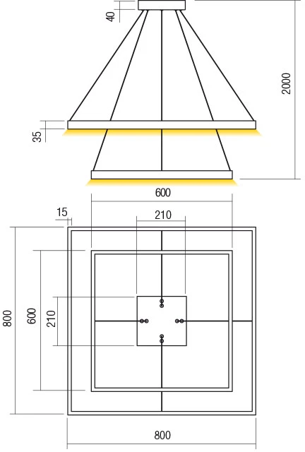 100W LED pakabinamas šviestuvas FEBE, juodas, 4000K, dimeriuojamas, 01-2922