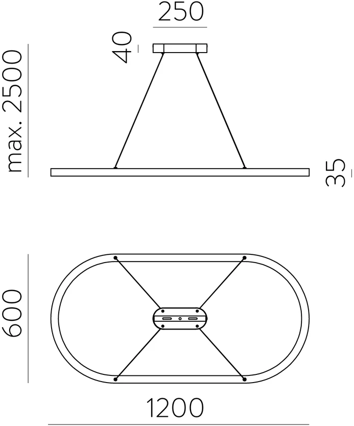 100W LED pakabinamas šviestuvas GRACE, juodas, 2700/3000/4000K, dimeriuojamas, C3848573NDP