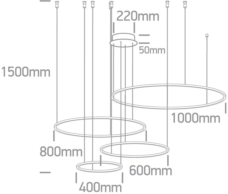 100W LED pakabinamas šviestuvas, juodas, 3000K, 40cm/60cm/80cm/100cm, dimeriuojamas, 63150C/B/W