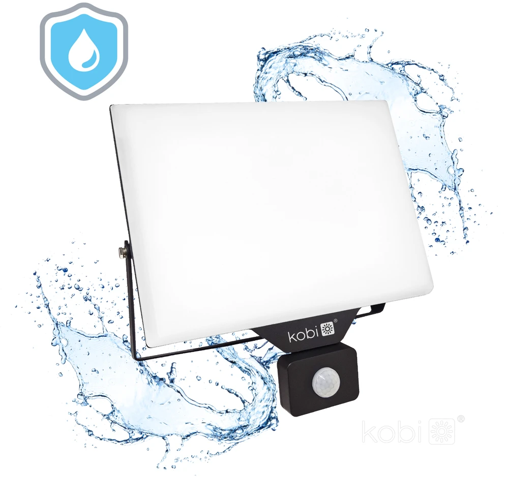 100W LED prožektorius su judesio davikliu DELYO MHNC, juodas, 4000K, IP54