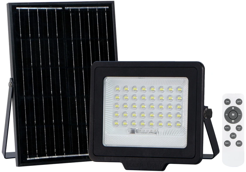 Pakabinamas šviestuvas 100W LED prožektorius su saulės baterija NORLA, juodas, 4000K