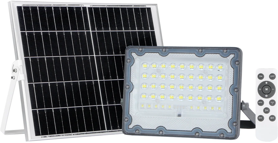 Pakabinamas šviestuvas 100W LED prožektorius su saulės baterija TIARA, pilkas, 4000K