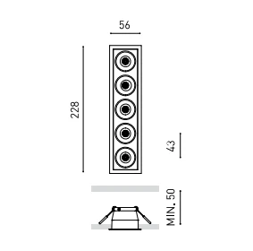 10,5W LED įleidžiamas šviestuvas Juodas FOSTER, matinės baltos sp., 3000K