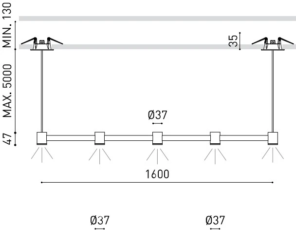 10,5W LED pakabinamas šviestuvas ART MODULAR 5, juodas, 2700K, 160cm