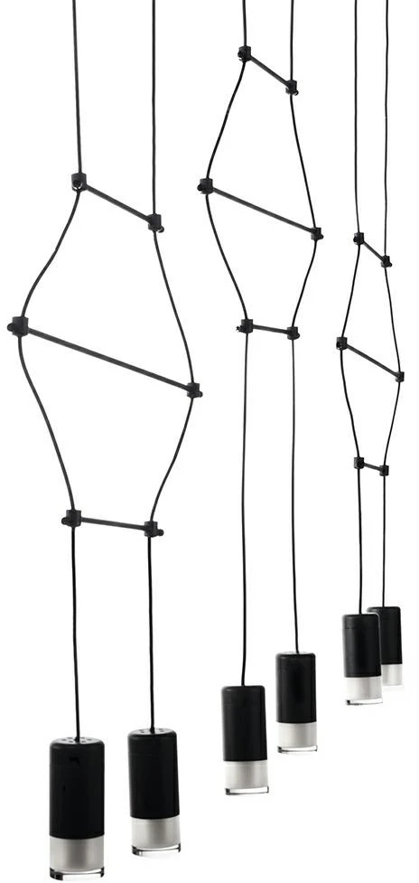 10,5W LED pakabinamas šviestuvas FLUSSO LINE 6, juodas, 3000K
