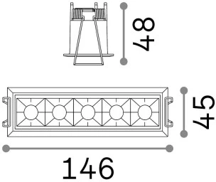 Ideal Lux 10W recessed lamp 5 lights LIKA, 3000K, transparent