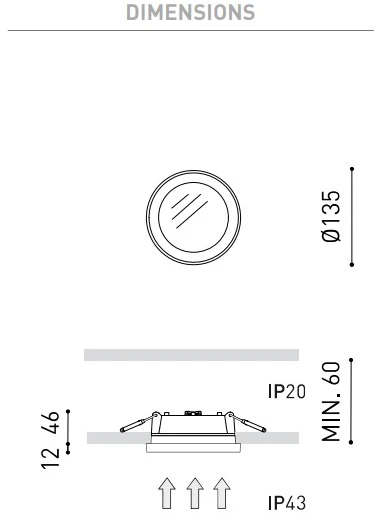 10W įleidžiamas šviestuvas STRAM, baltas, 4000K, 87°, DALI, IP43, su maitinimo šaltiniu
