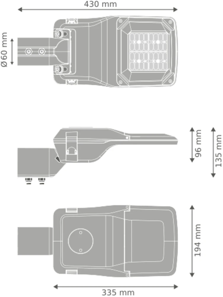 10W LED gatvės šviestuvas STREETLIGHT COMPACT, šviesaus aliuminio sp., 4000K, 74° x 146°