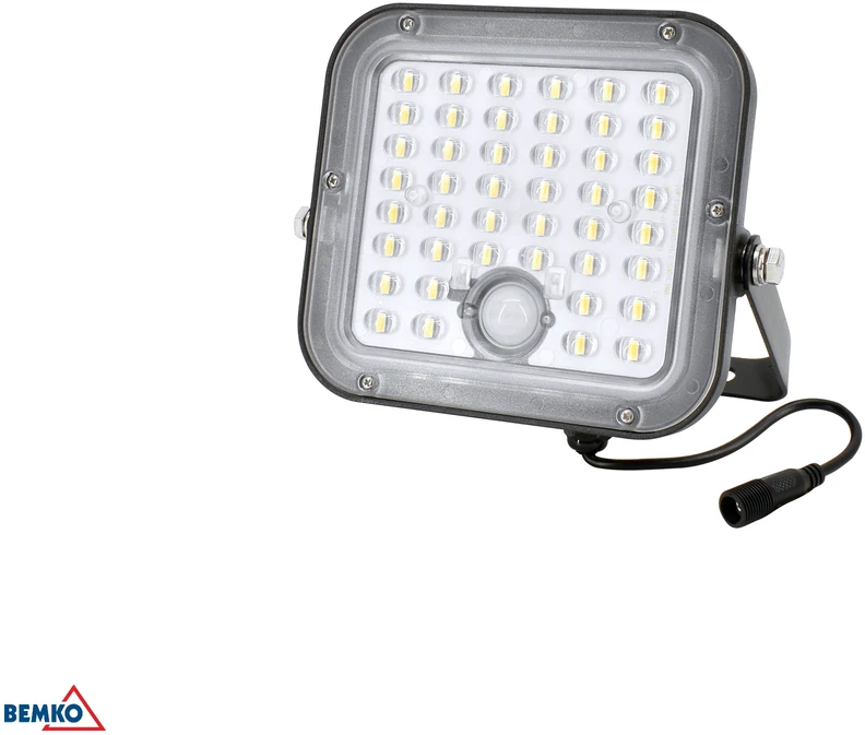 Bemko 10W LED įkraunamas prožektorius su saulės baterija ir judesio davikliu, juodas, 4000K, IP65