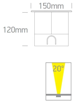 10W LED įleidžiamas į žemę lauko šviestuvas, plieno sp., 3000K, IP67, 69070B/W