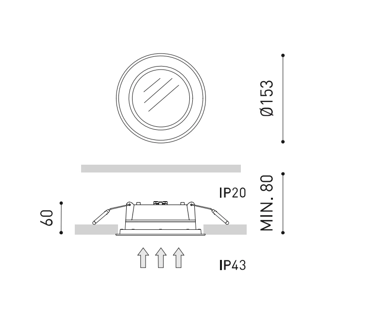 10W LED įleidžiamas šviestuvas DROP MINI 3, baltas, 3000K, IP43, DALI