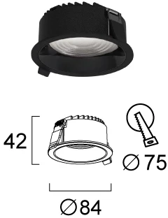 10W LED įleidžiamas šviestuvas LUIGI, juodas, 3000/4000/6500K, 4334901