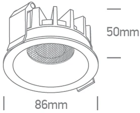 10W LED įleidžiamas šviestuvas su filtru nuo akinimo, juodas, 3000/3500/4000K, 10110DH/B/V