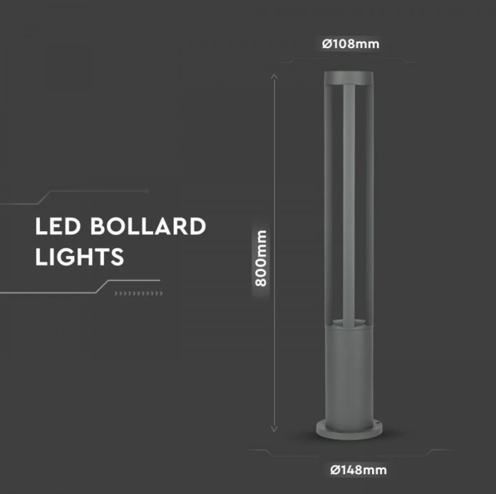 V-tac 10W LED pastatomas lauko šviestuvas, pilkas, 3000K, IP65